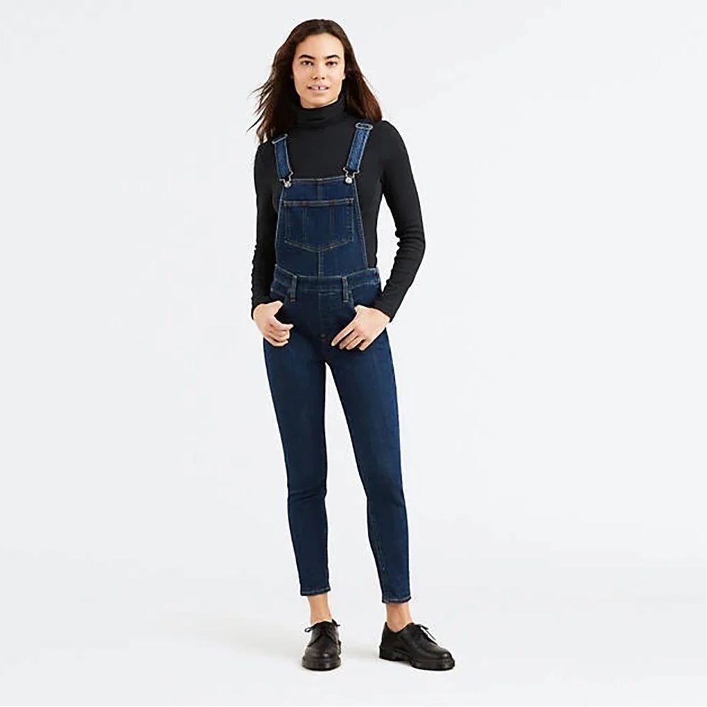 Levis Women's Skinny Dark Blue Denim Overalls Skinny Dip SZ 29